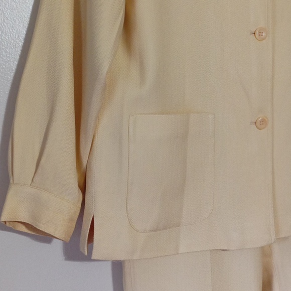 Pendleton Canary Yellow herringbone 85% silk 15% wool pants suit - Picture 13 of 14